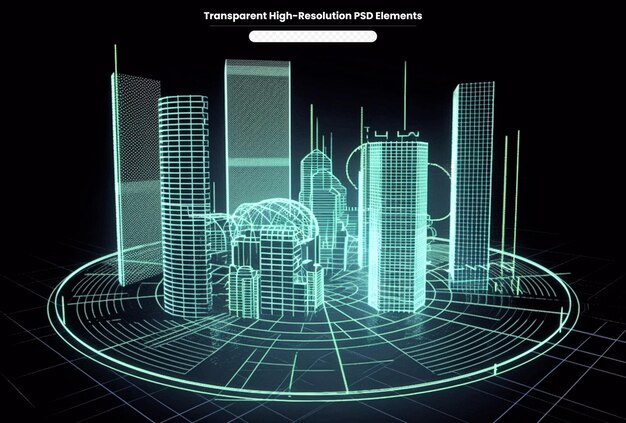 PSD Цифровой ночной город цифровая концепция тема технологии и коммуникации