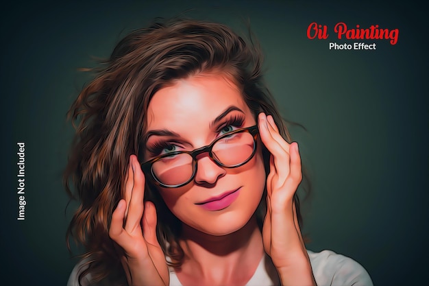 Digital oil painting photo effect template