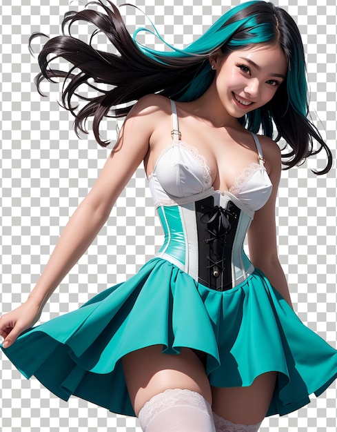 Pittura digitale anime ragazza che indossa un bel vestito