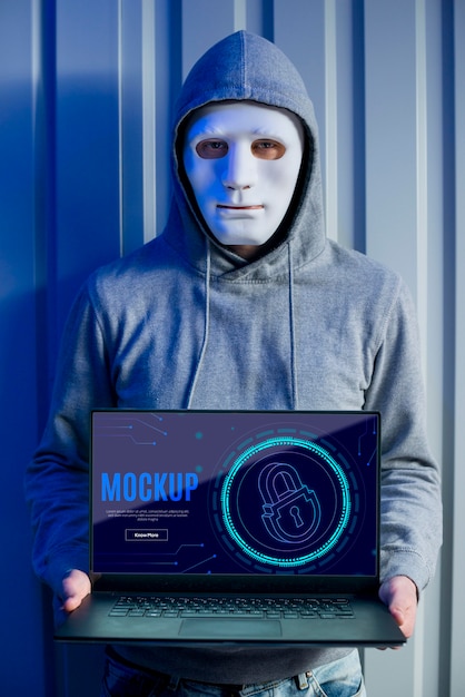Digital säkerhet och person med mask