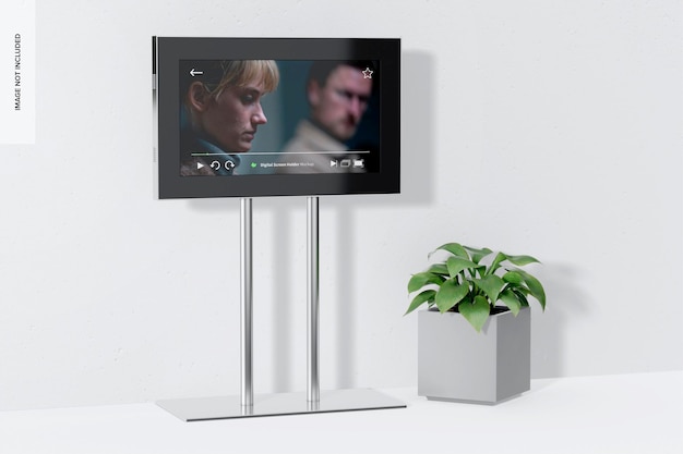 Digital screen holder with pot mockup