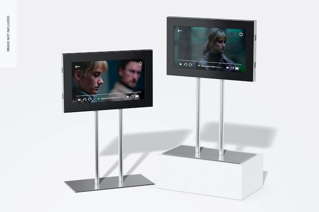 digital screen holders mockup, perspective