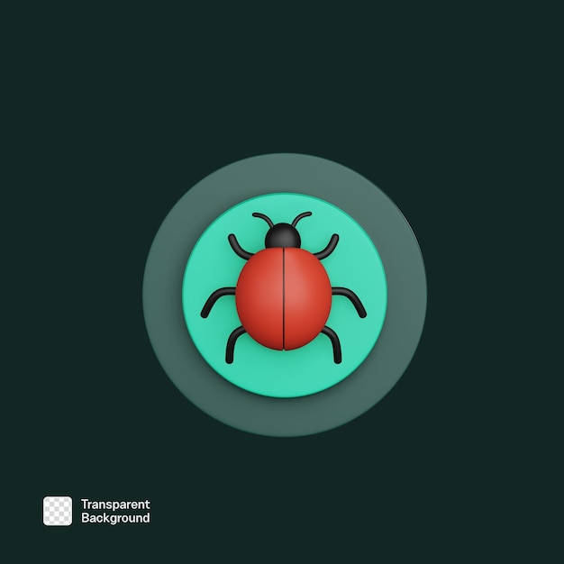Digital Security Bugs 3D Icon PNG Template