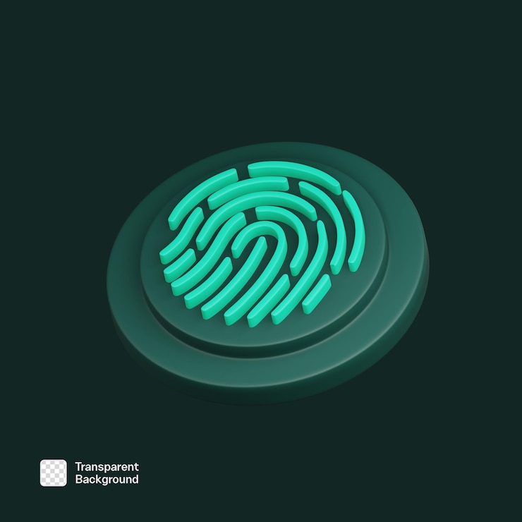 PSD digital security fingerprint 3d icon png template