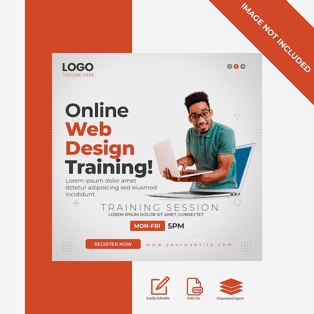 Digital skill training corporate social media post template