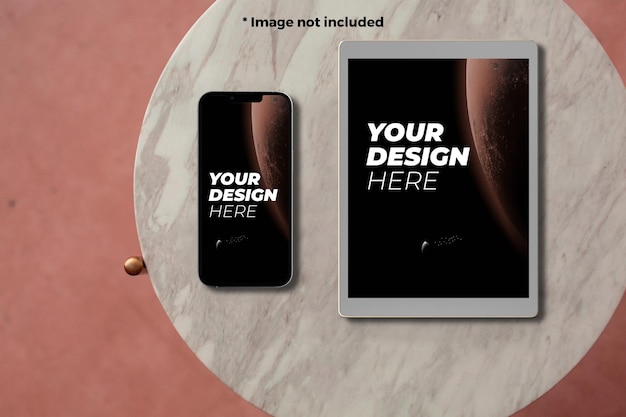 Modello psd di mockup di smartphone e tablet digitali