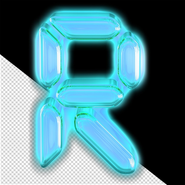 Digital symbol with glow letter r