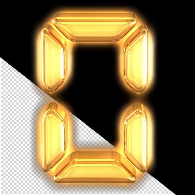 Digital symbol with glow number 0