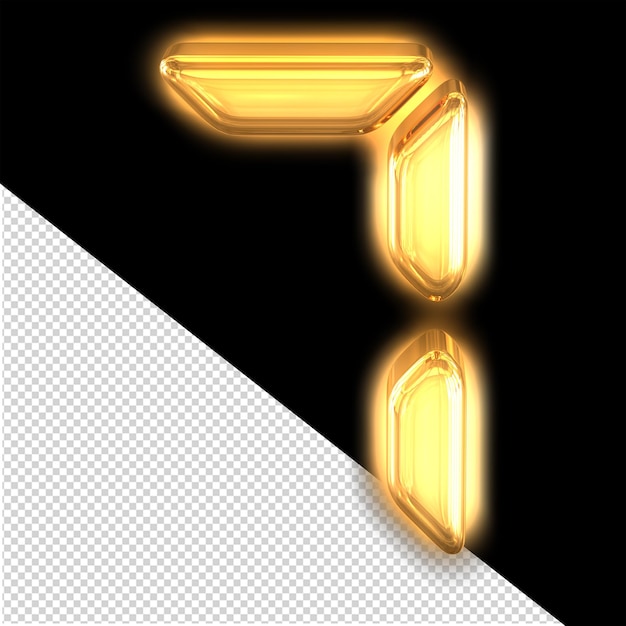 Digital symbol with glow number 7