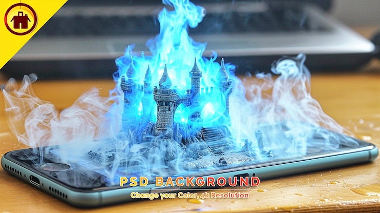 PSD digital tablet and futuristic town as progress concept background