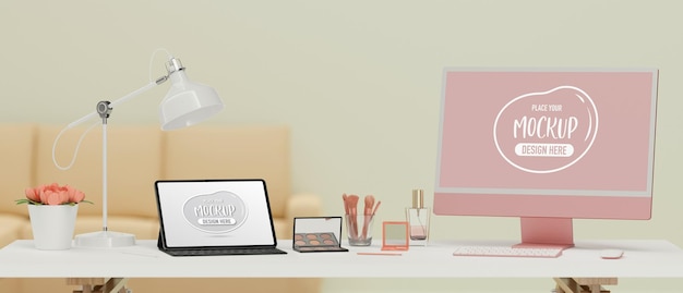 Tablet digitale con accessori per schermo mockup