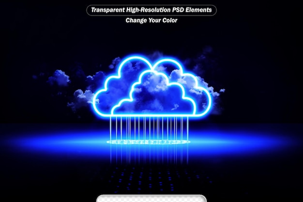 PSD digital technology cloud computing blue background