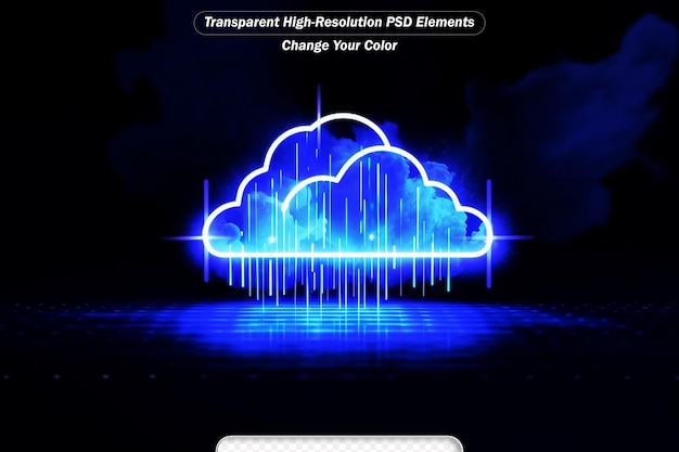 PSD digital technology cloud computing blue background