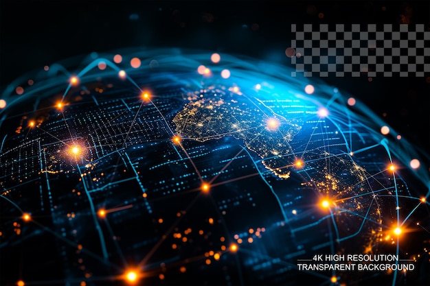Цифровая технология глобальная сеть передачи данных спиральная схема на прозрачном фоне.