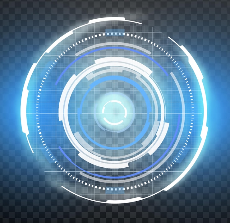 PSD digital technology glowing rays frame design on a transparent background