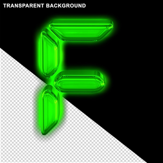 グロー文字 f のデジタル テキスト