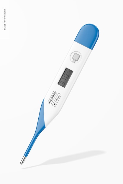 PSD digital thermometer mockup, falling