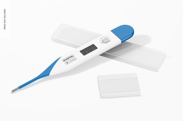 Digital thermometer mockup, leaned