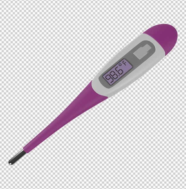 A digital thermometer on transparent background