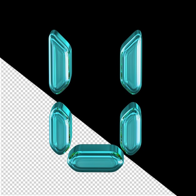 Digital turquoise 3d symbol letter u
