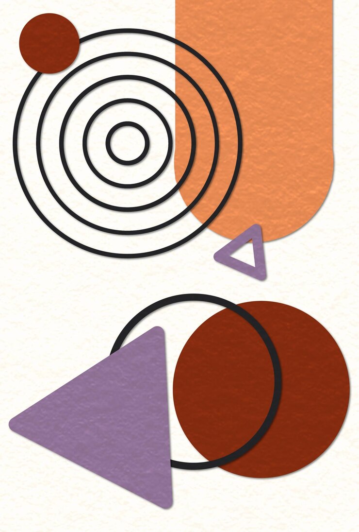 PSD digital wall art design with colorful abstract geometric shape composition
