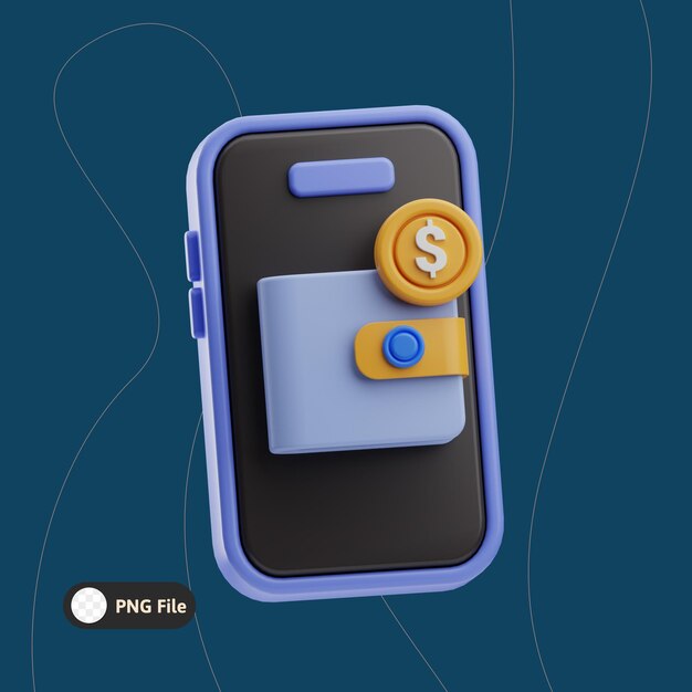 PSD digital wallet illustration 3d