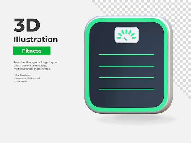 PSD digital weight counter icon gym and fitness 3d illustration