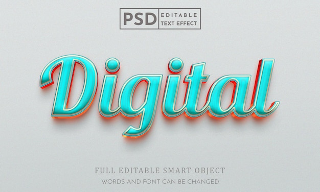Digitale 3d-tekststijleffect psd-sjabloon