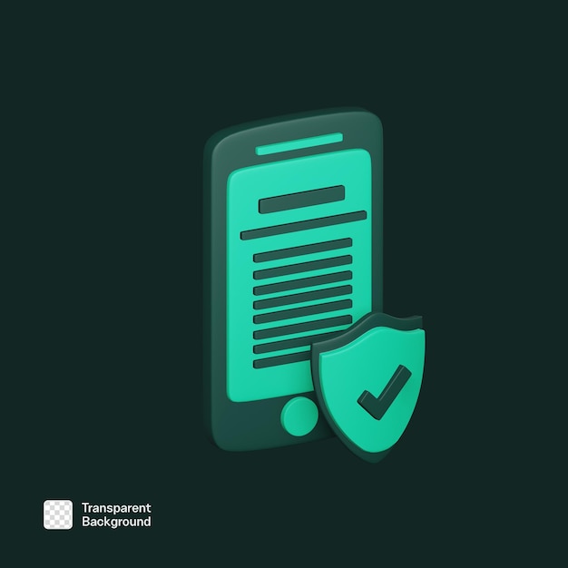 Digitale beveiliging Beschermde smartphone 3D Icon PNG sjabloon