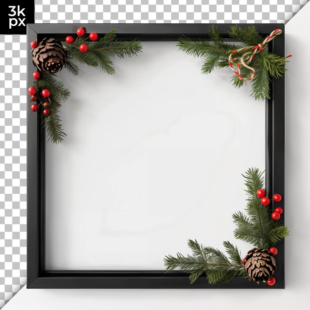 PSD digitale kerstfotoframe geïsoleerd op een doorzichtige achtergrond