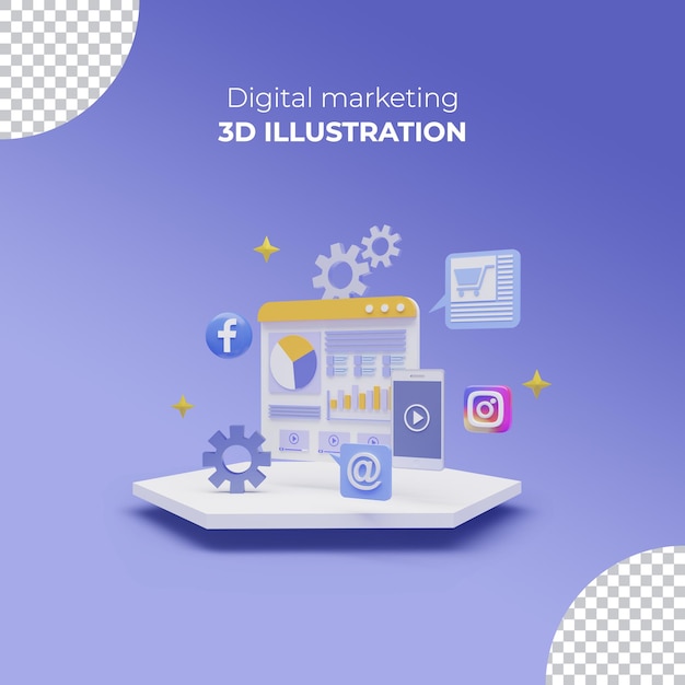 PSD digitale marketing 3d online winkelconcept