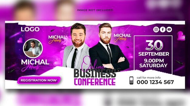 PSD digitale marketing en conferentie zakelijke facebook cover of header sjabloonontwerp