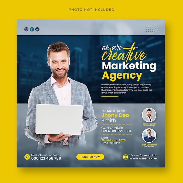 Digitale marketing en corporate social media post sjabloon