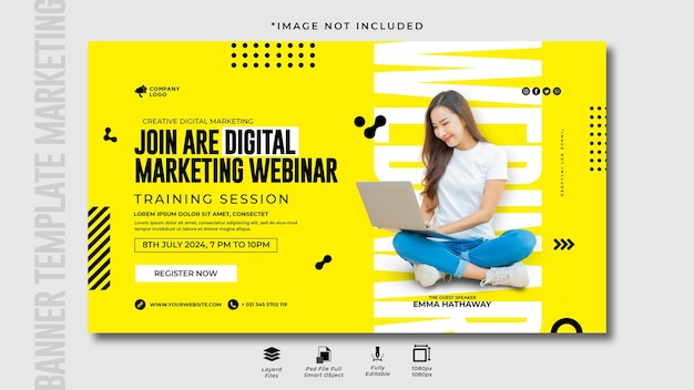 Digitale marketing live webinar en zakelijke afdruksjabloon