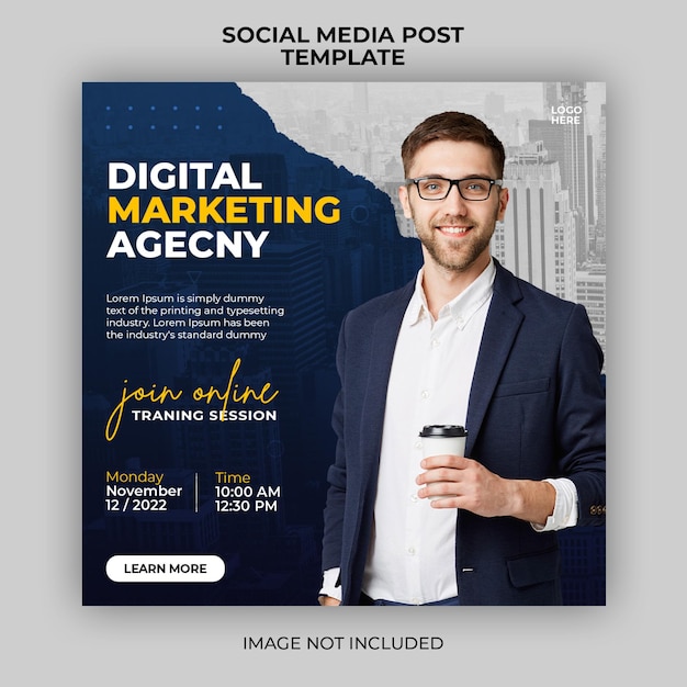 Digitale marketing live webinar-promotie social media post-bannersjabloon