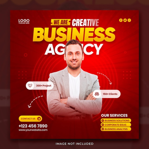 Digitale marketingbureau en corporate social media banner of Instagram post sjabloon