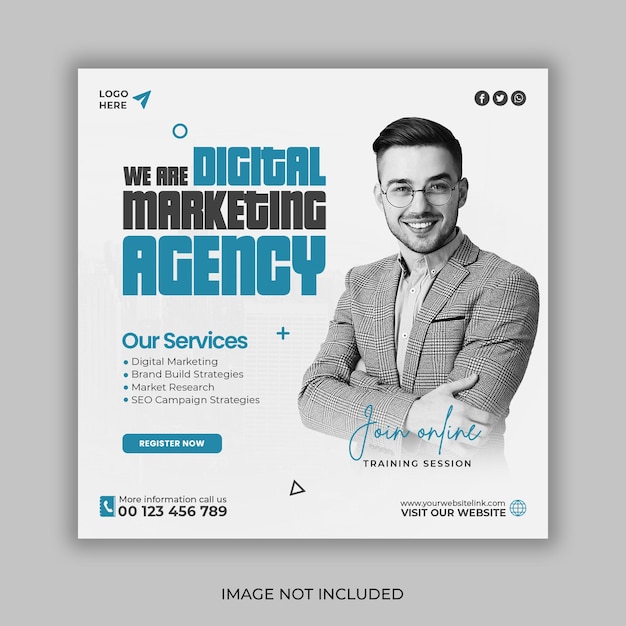 Digitale marketingbureau en corporate social media banner of Instagram post sjabloon