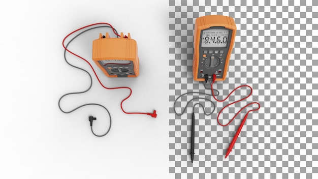 Digitale multimeter bovenaanzicht met schaduw 3d render