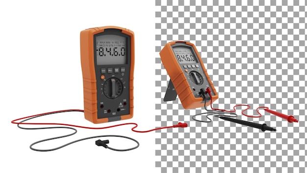 PSD digitale multimeter zijaanzicht zonder schaduw 3d render