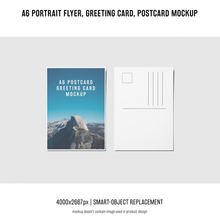 PSD dikey el i̇lanı, kartpostal, tebrik kartı mockup'ı