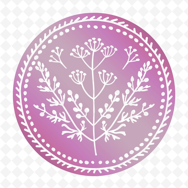 PSD dill sprig circular logo met decoratief cirkelvormig frame en nature herb vector design collections