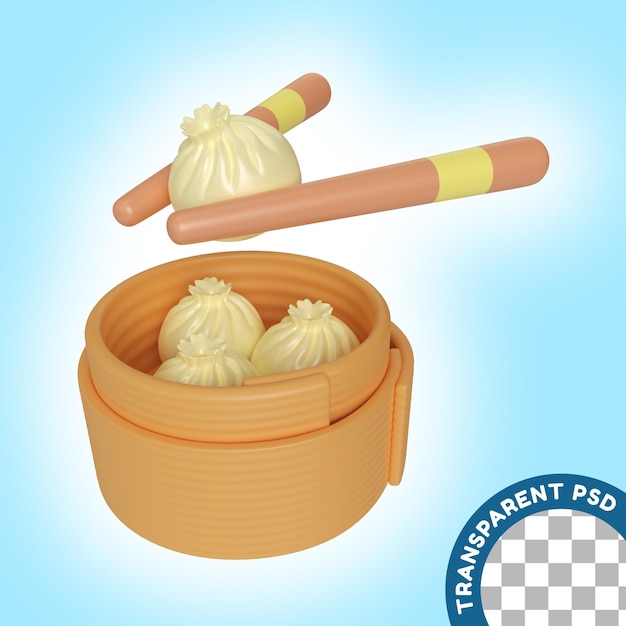 PSD icona di illustrazione 3d dim sum