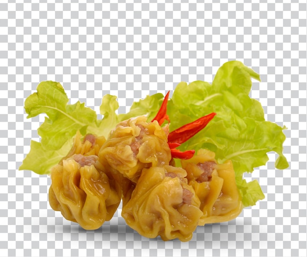 Dim Sum Chinese Dumplings and salas leves chilli isolated photo premium PSD