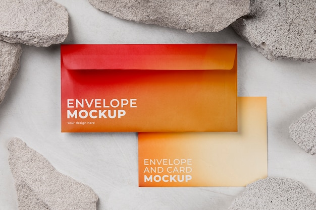 PSD dimension lengthwise paper envelope mock-up with gradient colors