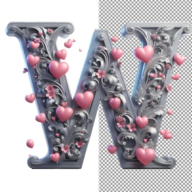 Dimensional Typography Isolated 3D Letter on PNG Background