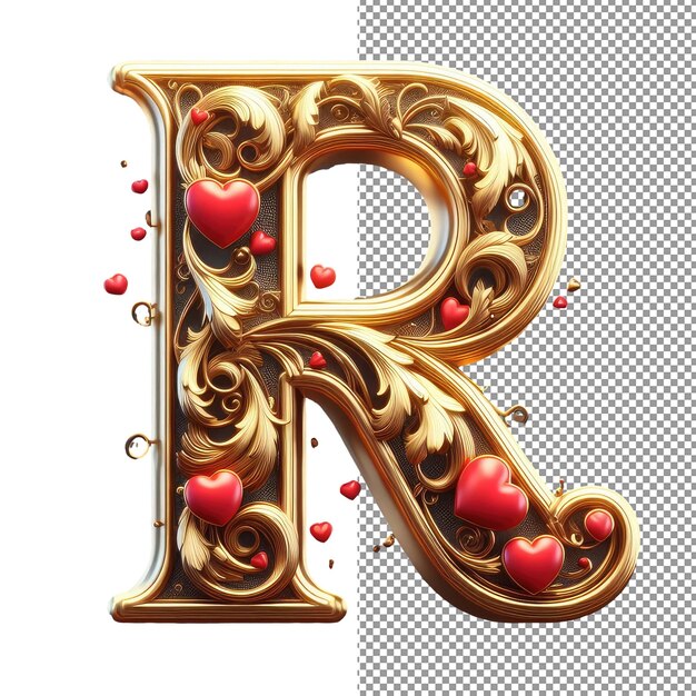 PSD dimensional typography isolated 3d letter on png background