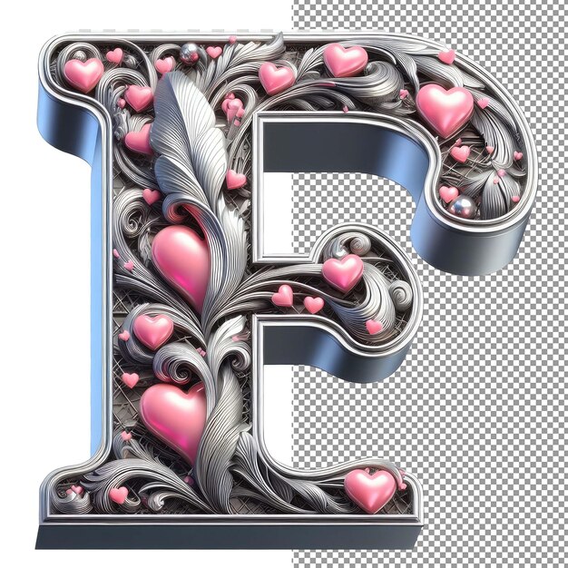 Dimensional Typography Isolated 3D Letter on PNG Background
