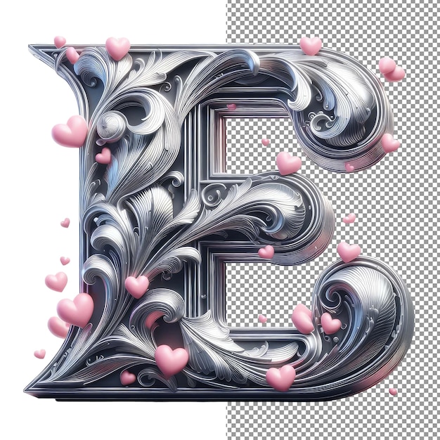 PSD dimensional typography isolated 3d letter on png background