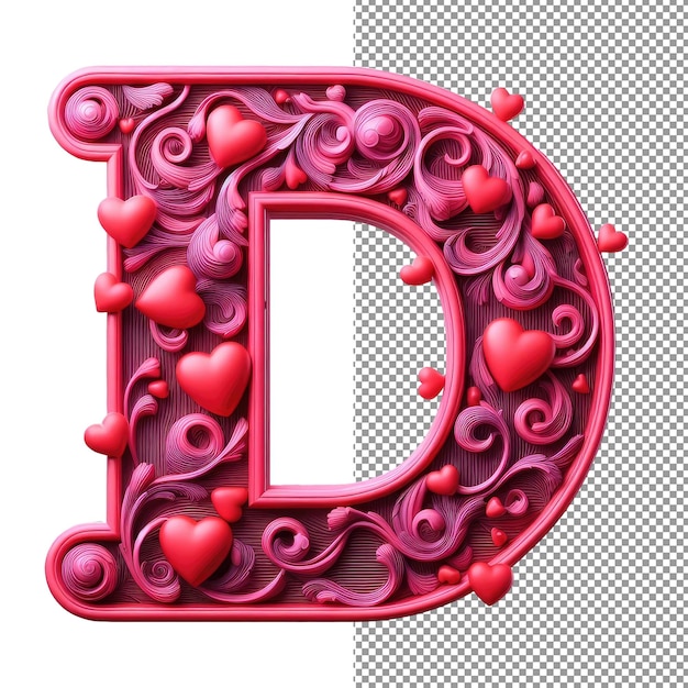 PSD dimensionale typografie geïsoleerde 3d-letter op png-achtergrond