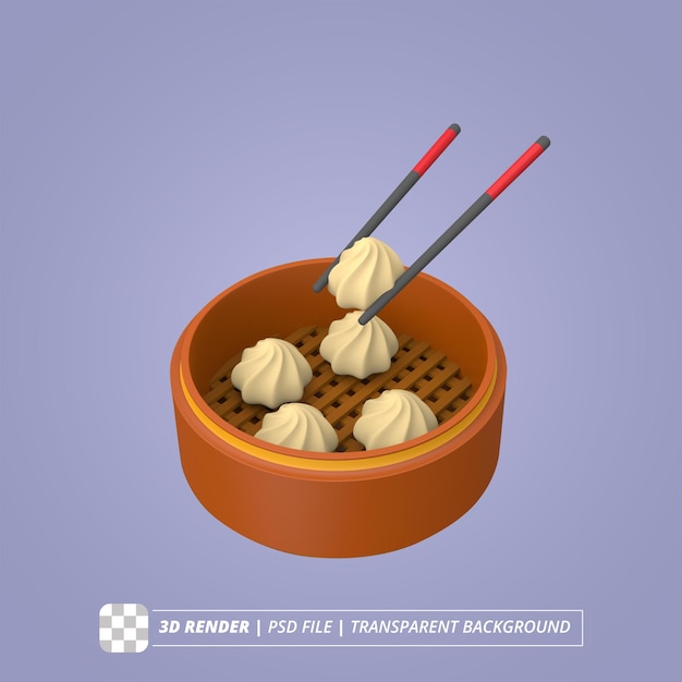 PSD dimsum soup 3d render isolated images